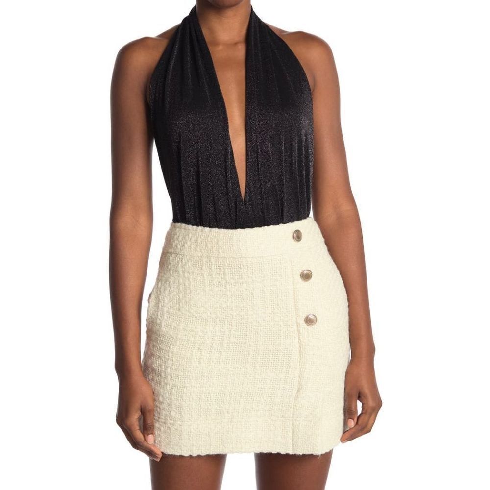 NWT REISS Cleona Metallic Backless Halter Bodysuit